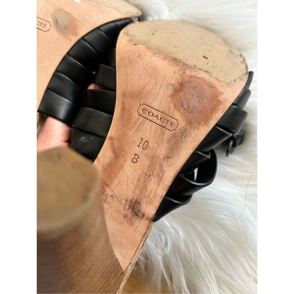 COACH ADRIENN STRAPPY LEATHER SANDAL SHOE BLACK size 10 - Picture 6 of 7